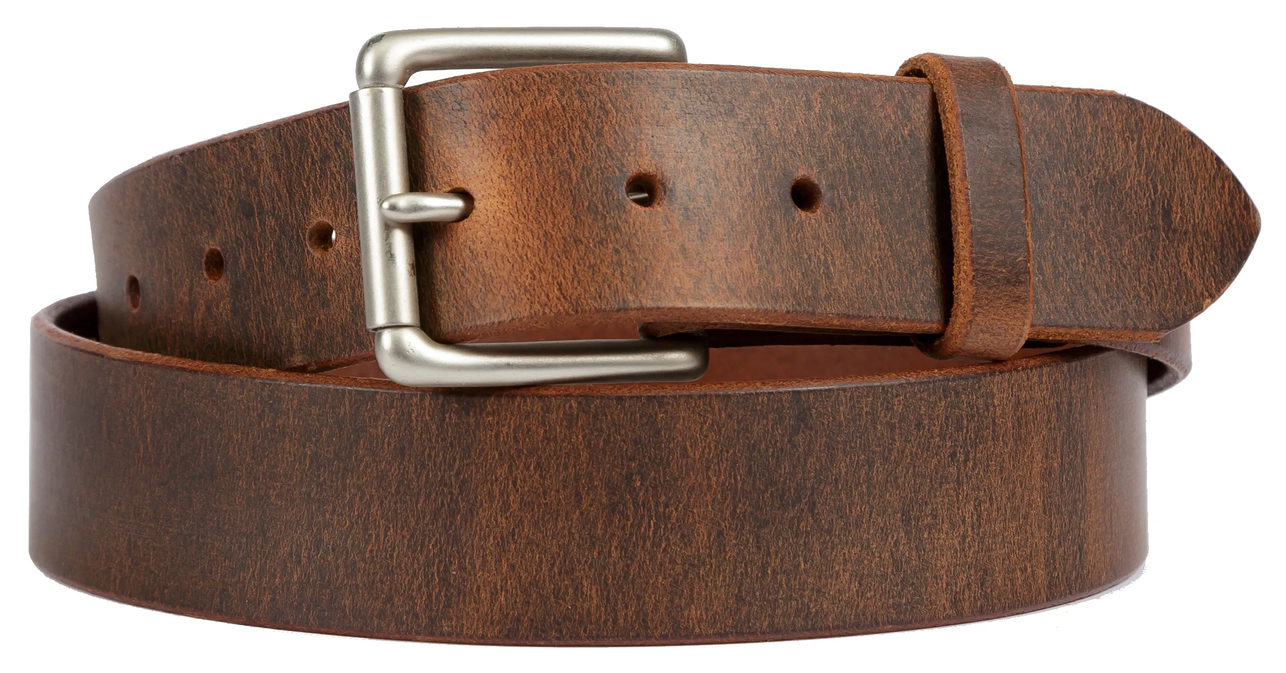 1¼ & 1½" DISTRESSED LEATHER BELT - Soft & Durable with Roller Buckle