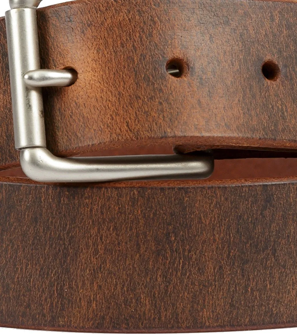 1¼ & 1½" DISTRESSED LEATHER BELT - Soft & Durable with Roller Buckle