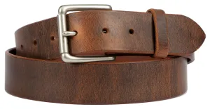 1¼ & 1½" DISTRESSED LEATHER BELT - Soft & Durable with Roller Buckle