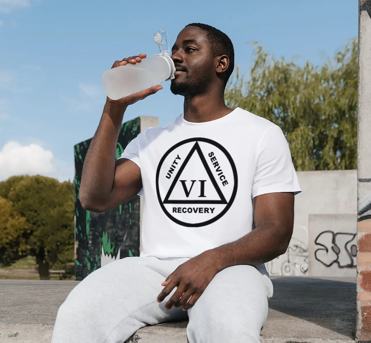 AA - 10"  Symbol Year Sober SS Tee
