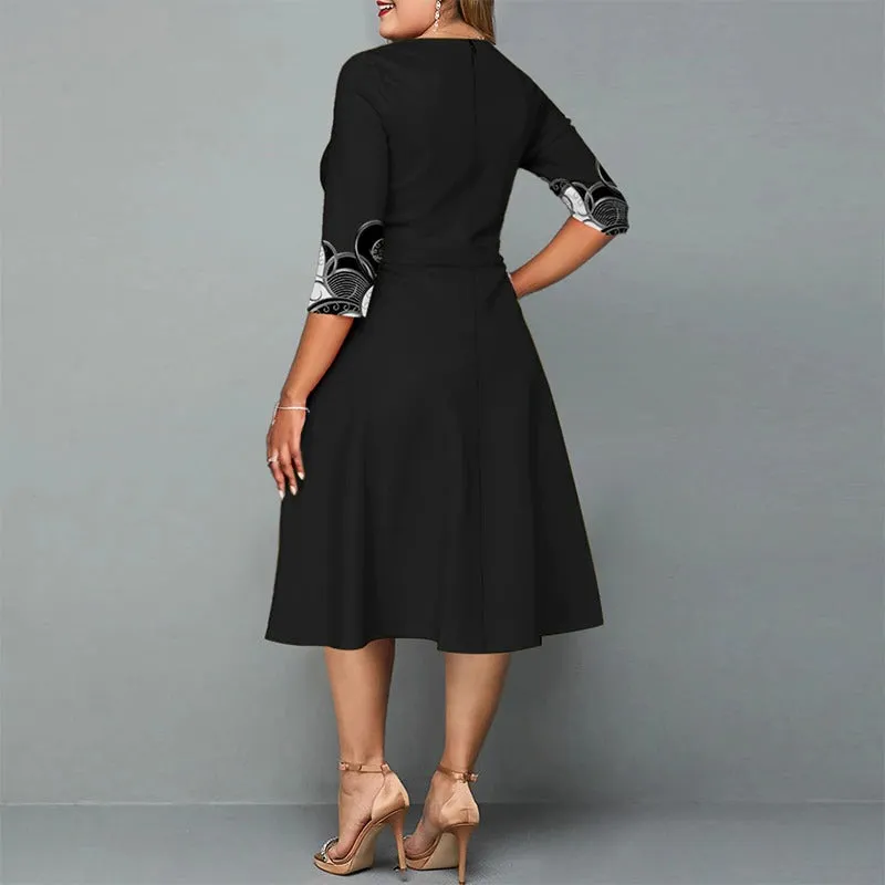 Abstract Swirl Print Oversized A-line Party Dresses