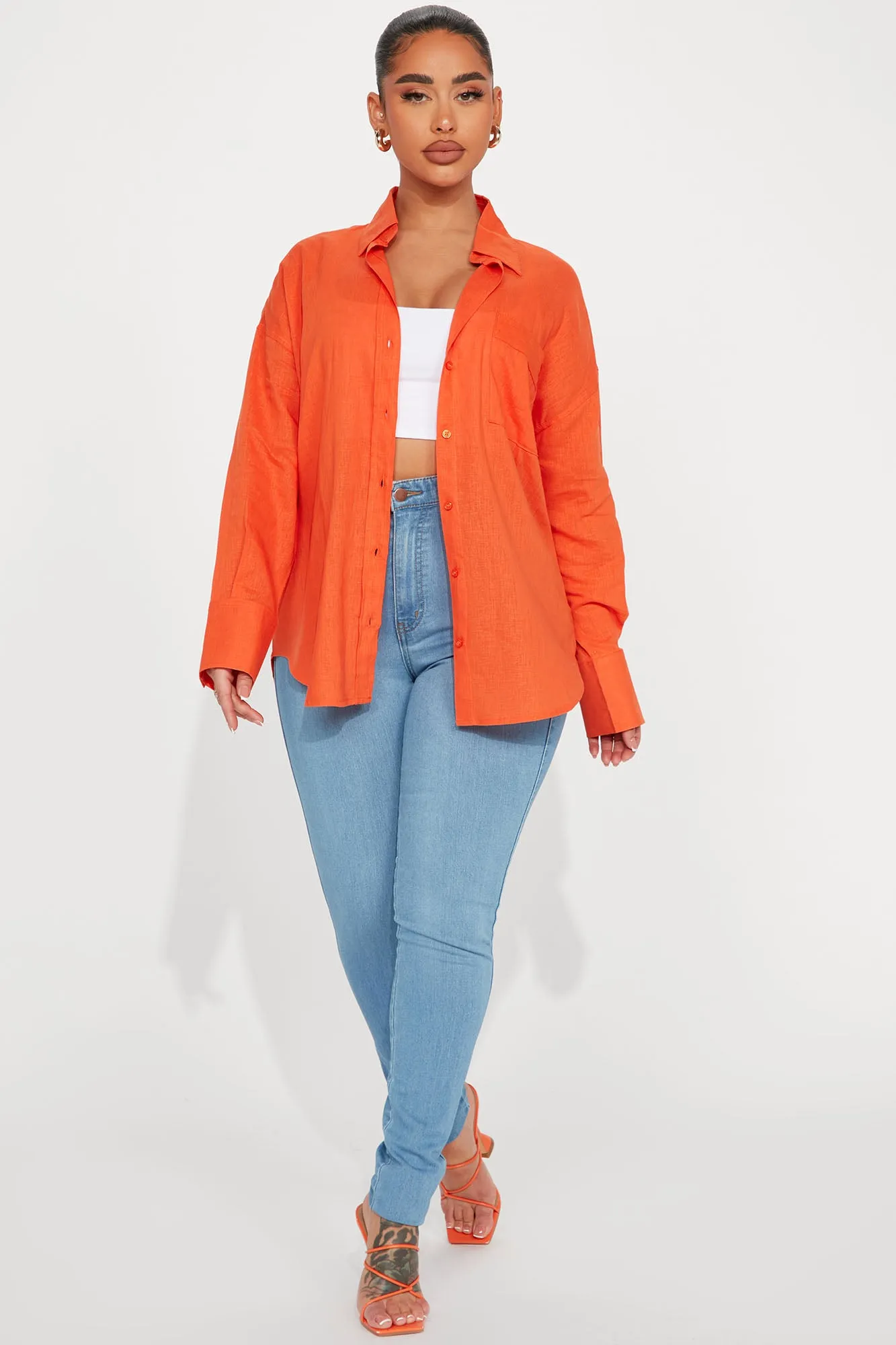 Always Simplistic Linen Shirt - Orange