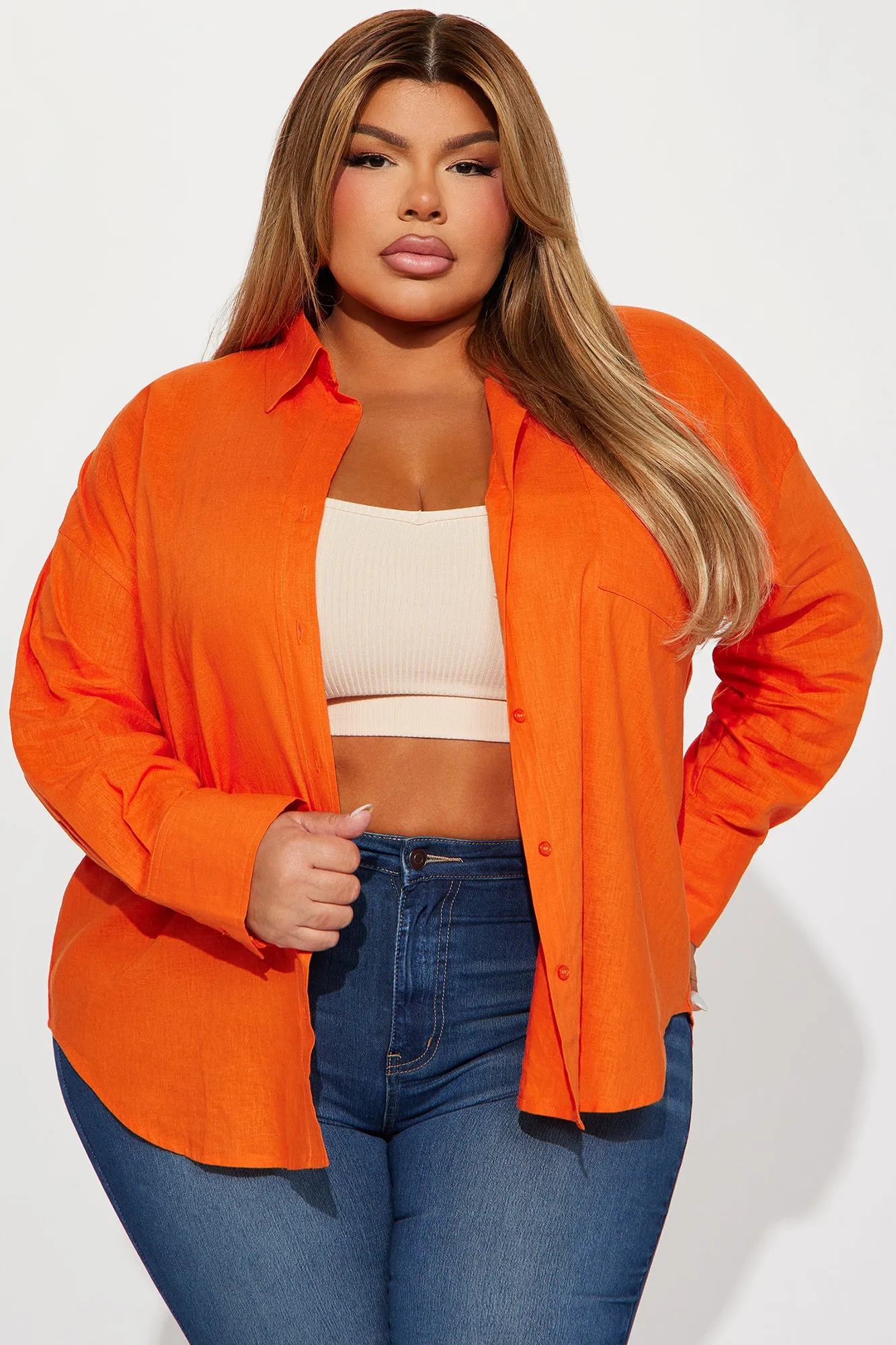 Always Simplistic Linen Shirt - Orange