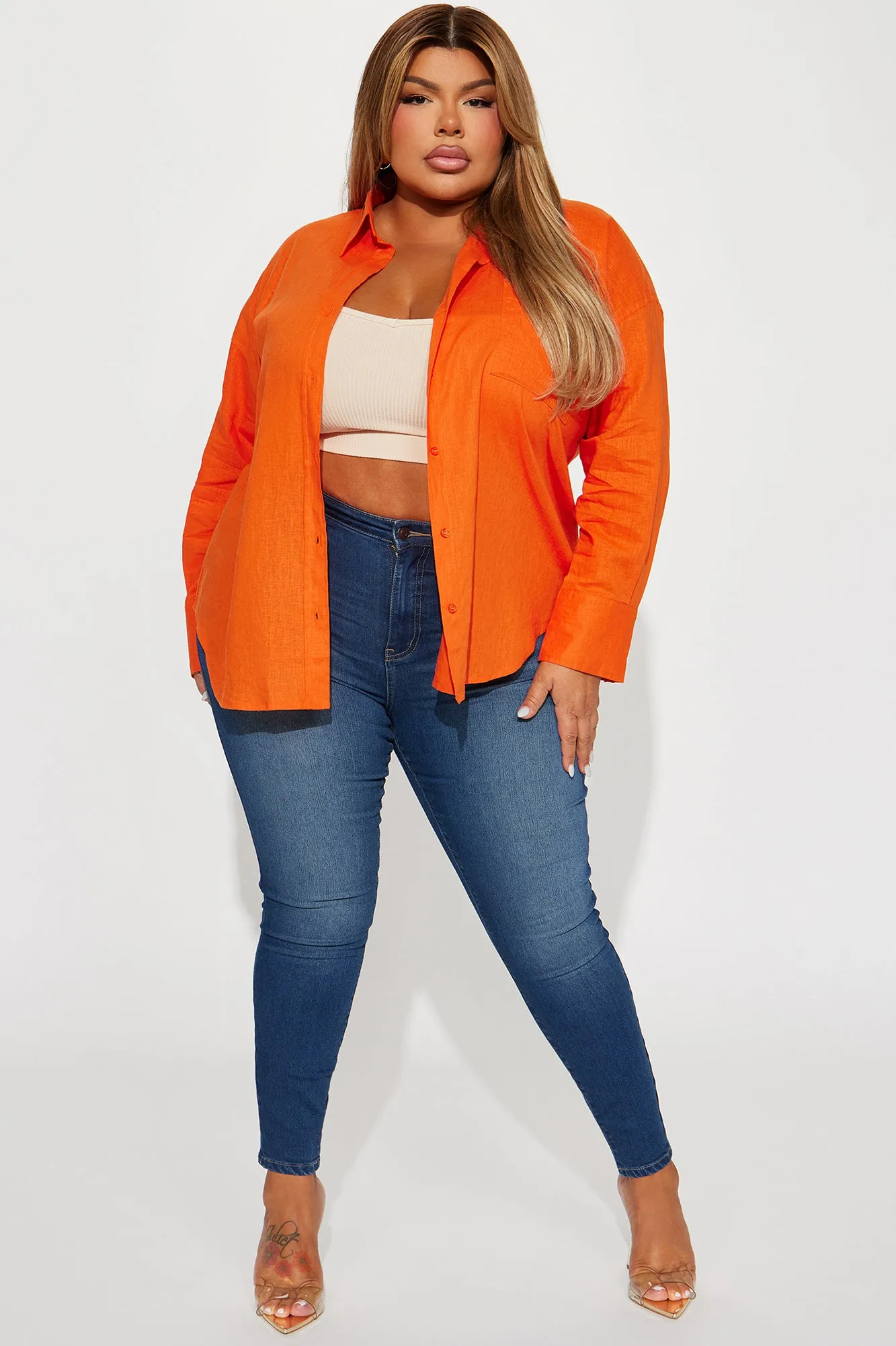 Always Simplistic Linen Shirt - Orange