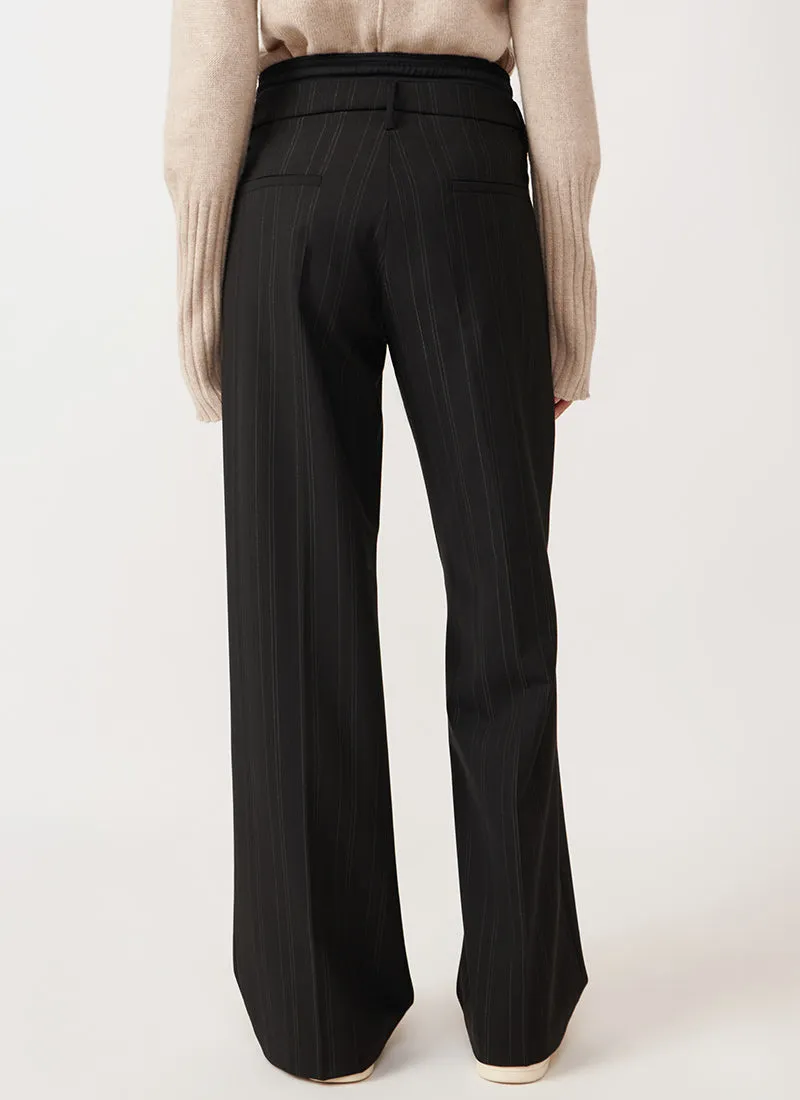 Amelie Pinstripe Straight-Leg Trouser