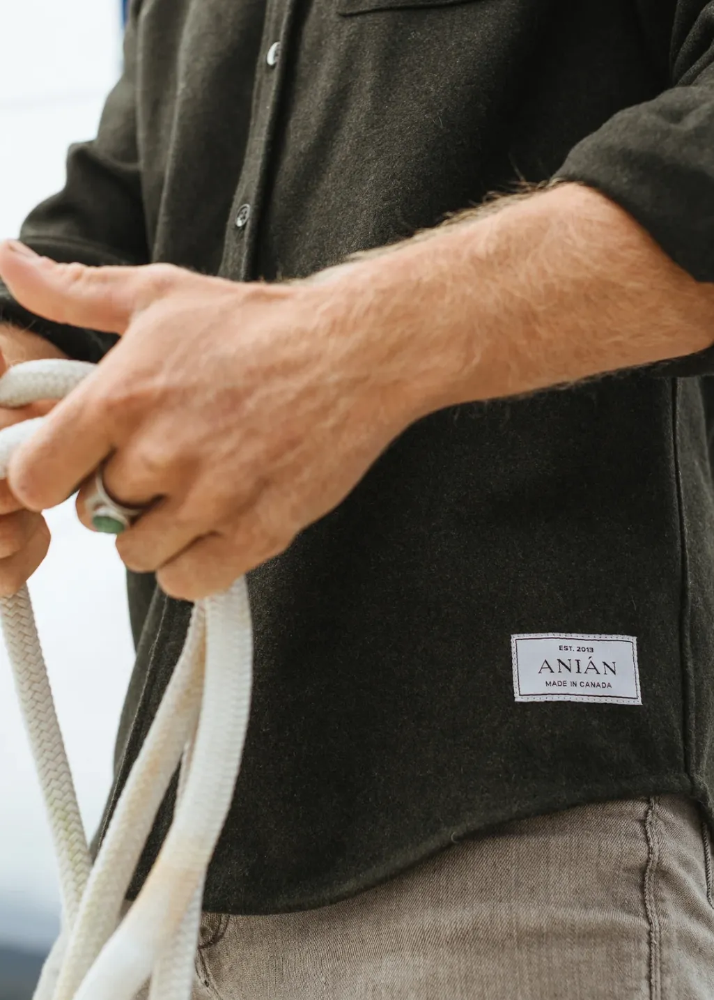 ANIÁN - 17oz Modern Melton Wool - Olive