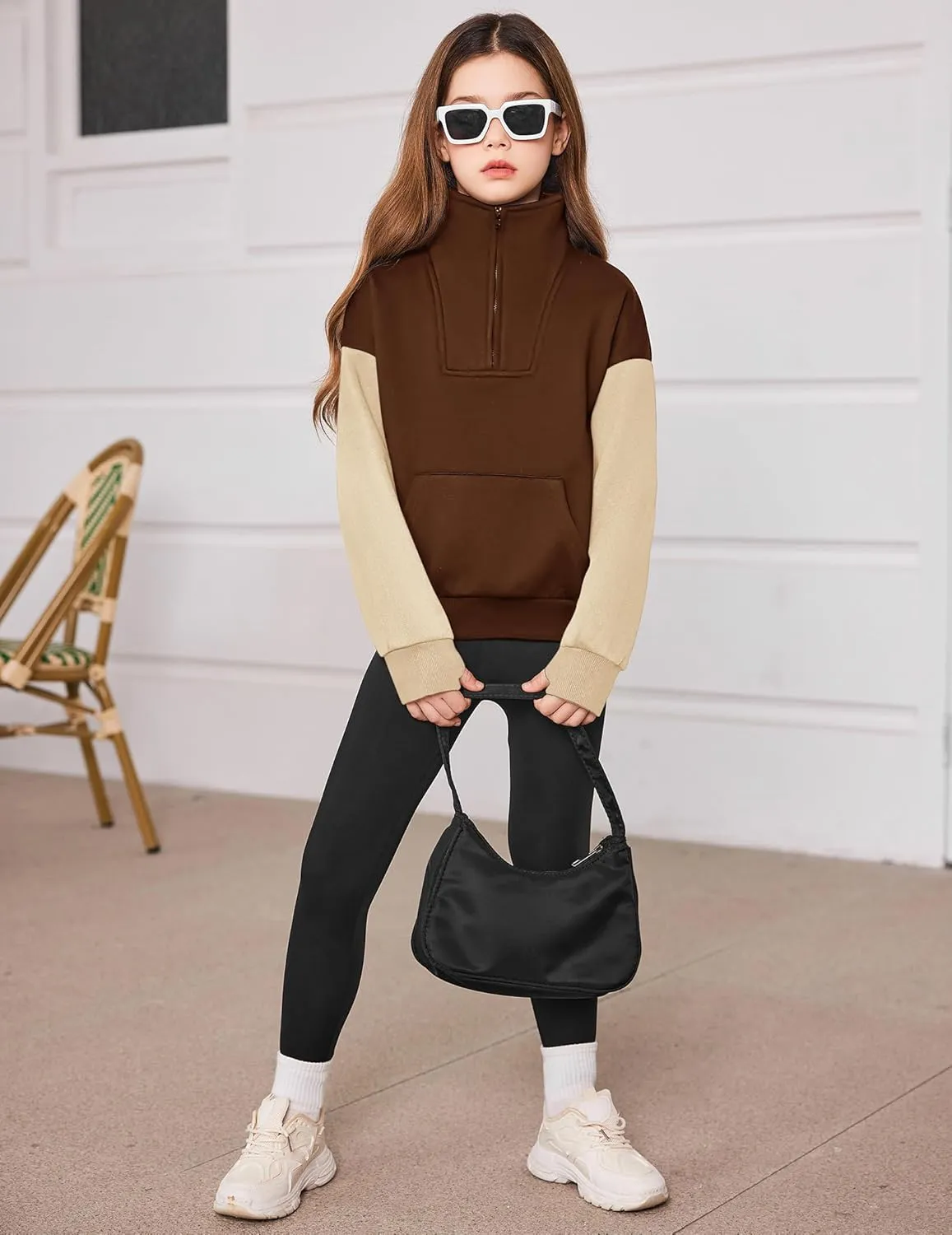 Arshiner Girls Half Zip Sweatshirt Fleece Quarter Zip Pullover Sweatshirts