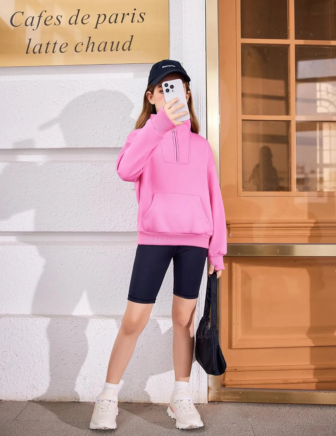 Arshiner Girls Half Zip Sweatshirt Fleece Quarter Zip Pullover Sweatshirts