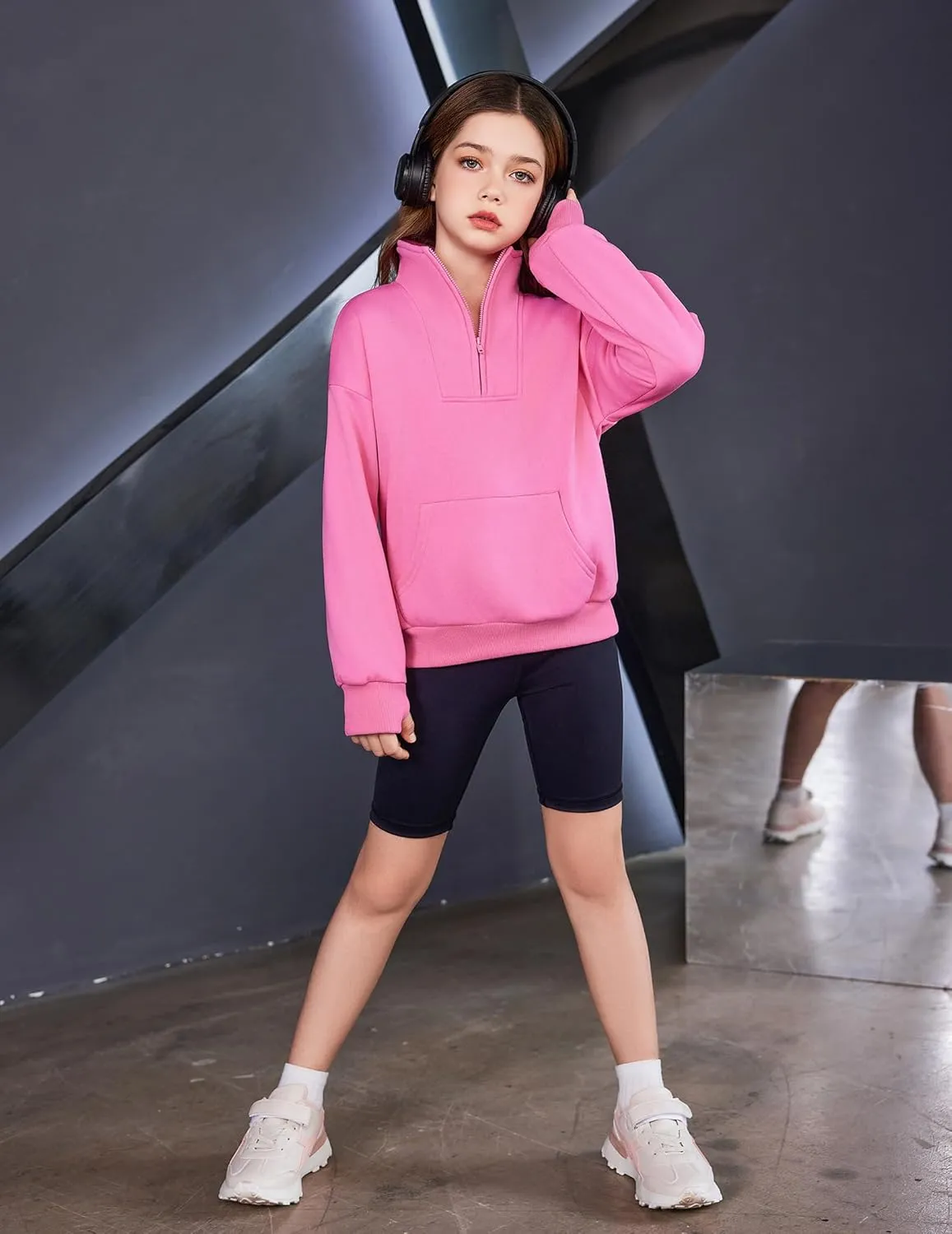 Arshiner Girls Half Zip Sweatshirt Fleece Quarter Zip Pullover Sweatshirts