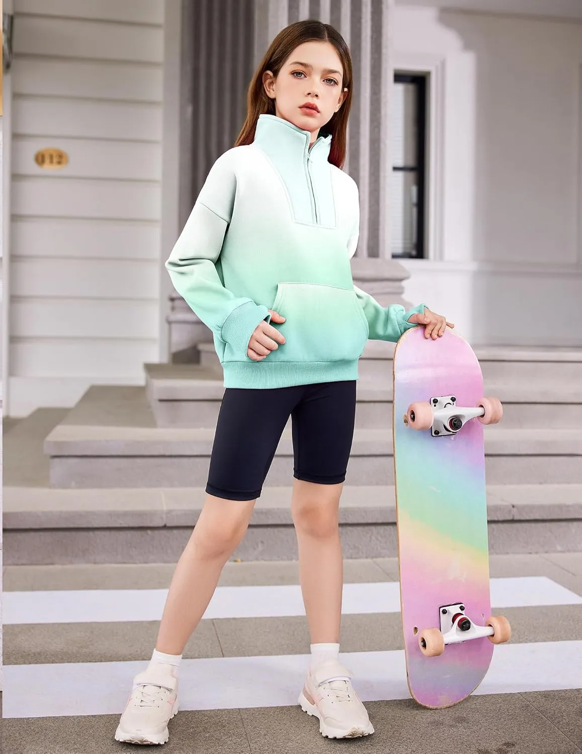 Arshiner Girls Half Zip Sweatshirt Fleece Quarter Zip Pullover Sweatshirts