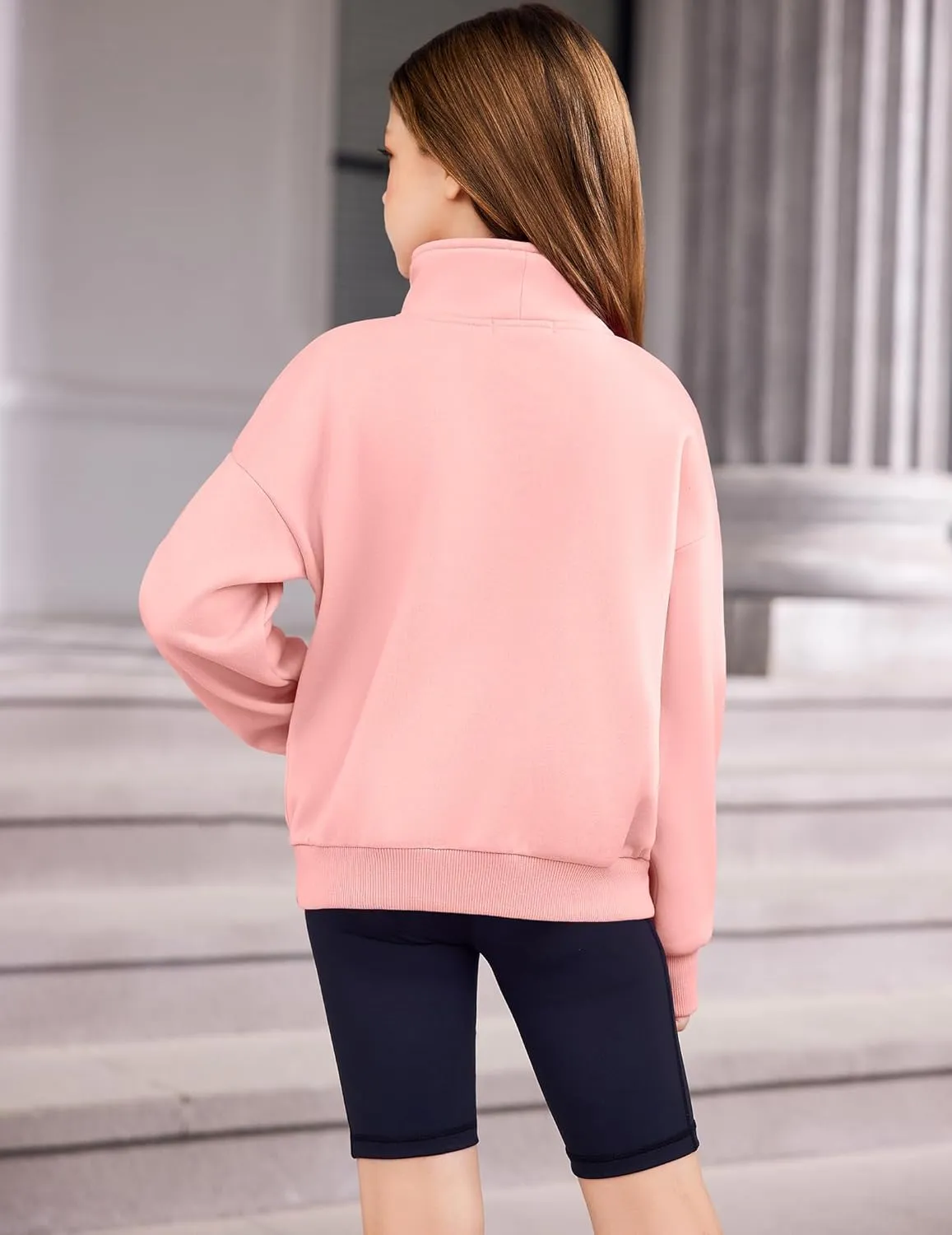 Arshiner Girls Half Zip Sweatshirt Fleece Quarter Zip Pullover Sweatshirts