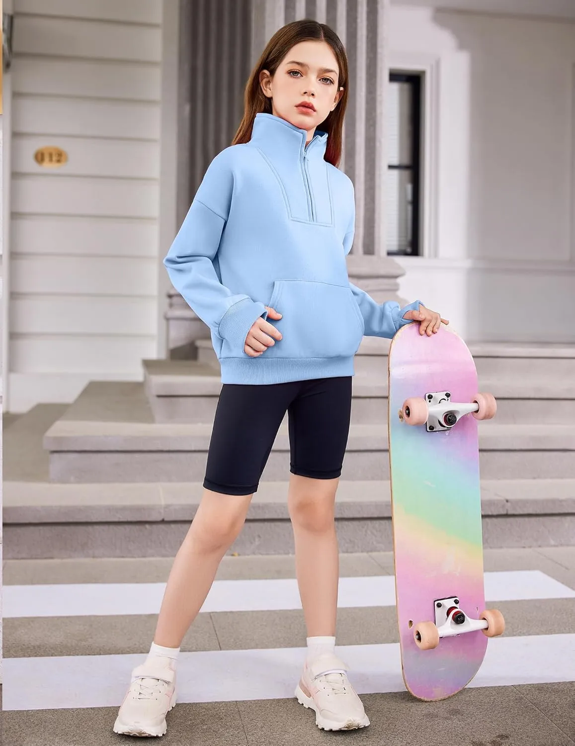 Arshiner Girls Half Zip Sweatshirt Fleece Quarter Zip Pullover Sweatshirts