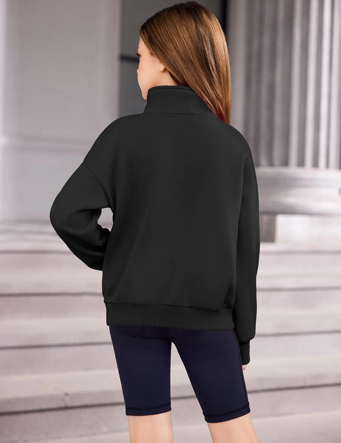 Arshiner Girls Half Zip Sweatshirt Fleece Quarter Zip Pullover Sweatshirts