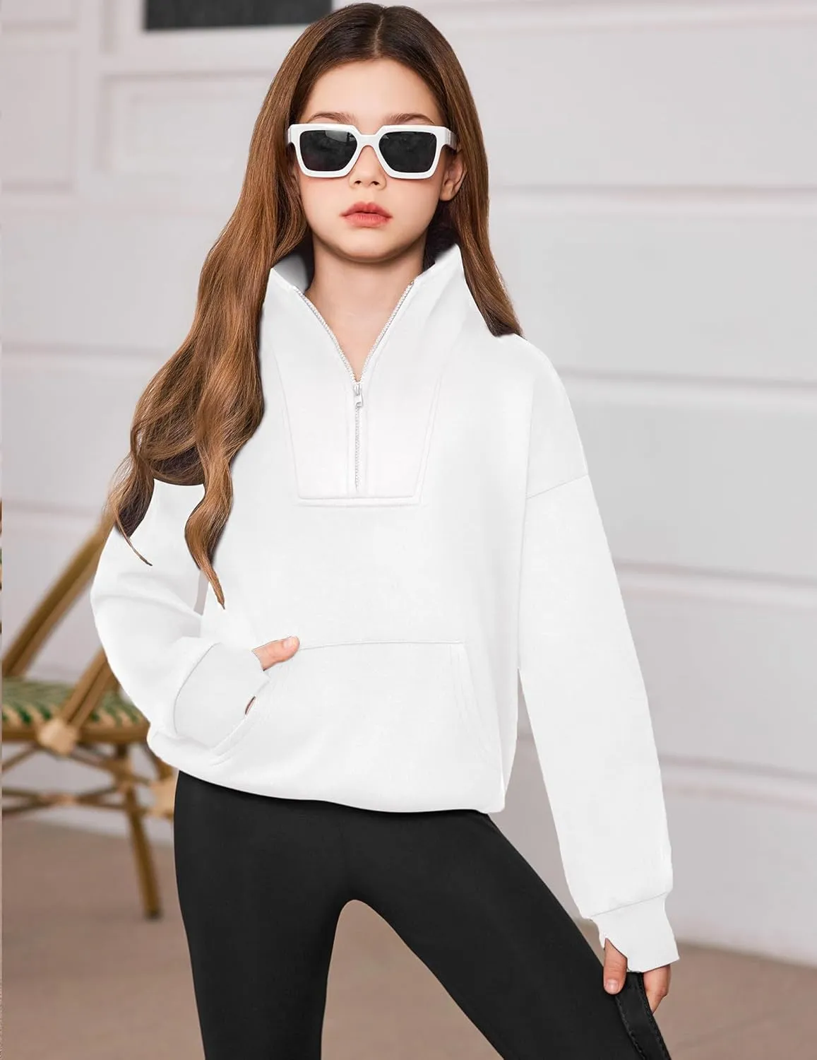 Arshiner Girls Half Zip Sweatshirt Fleece Quarter Zip Pullover Sweatshirts