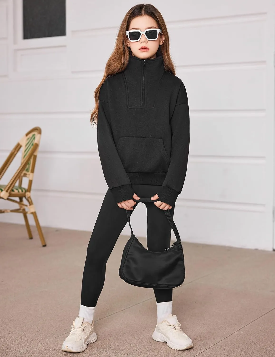 Arshiner Girls Half Zip Sweatshirt Fleece Quarter Zip Pullover Sweatshirts
