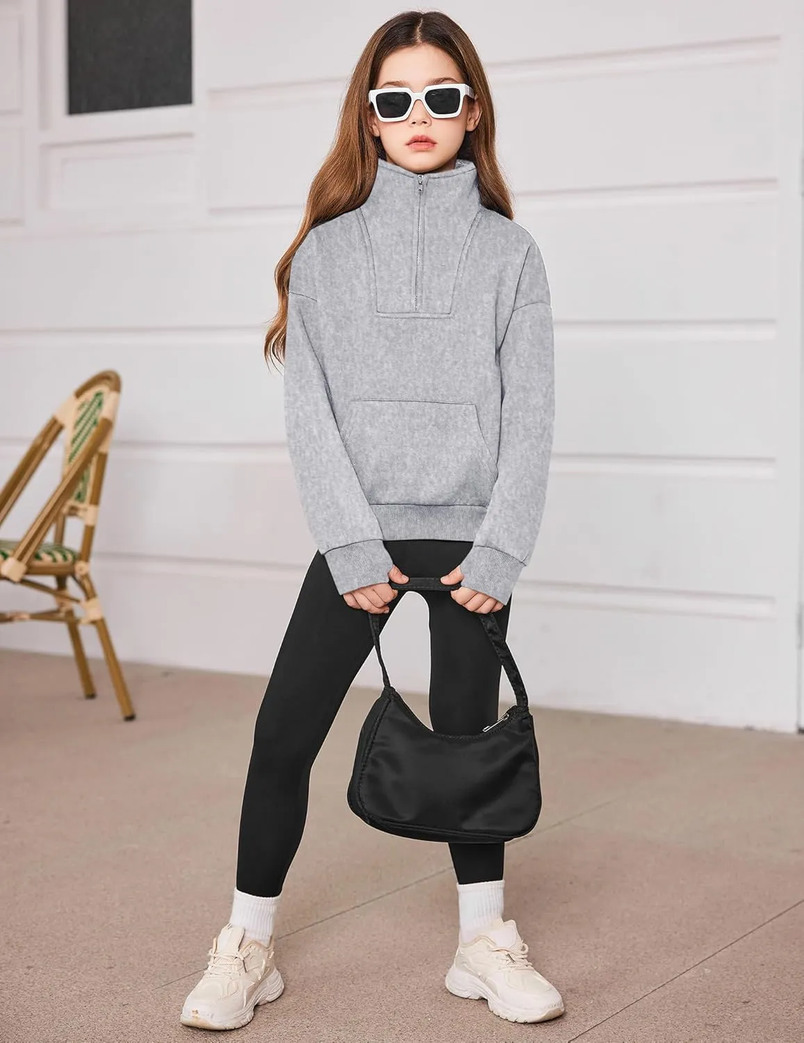 Arshiner Girls Half Zip Sweatshirt Fleece Quarter Zip Pullover Sweatshirts