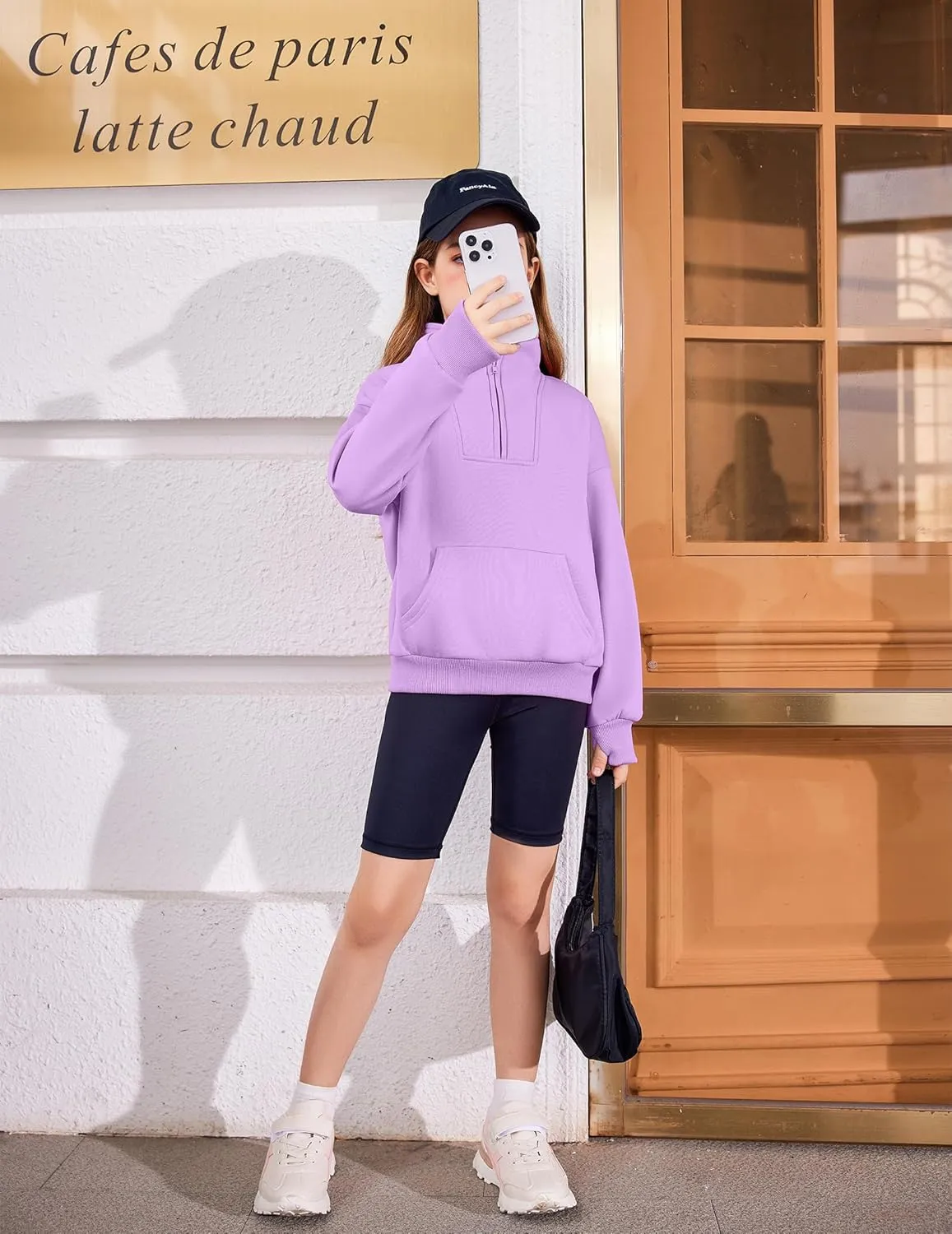 Arshiner Girls Half Zip Sweatshirt Fleece Quarter Zip Pullover Sweatshirts