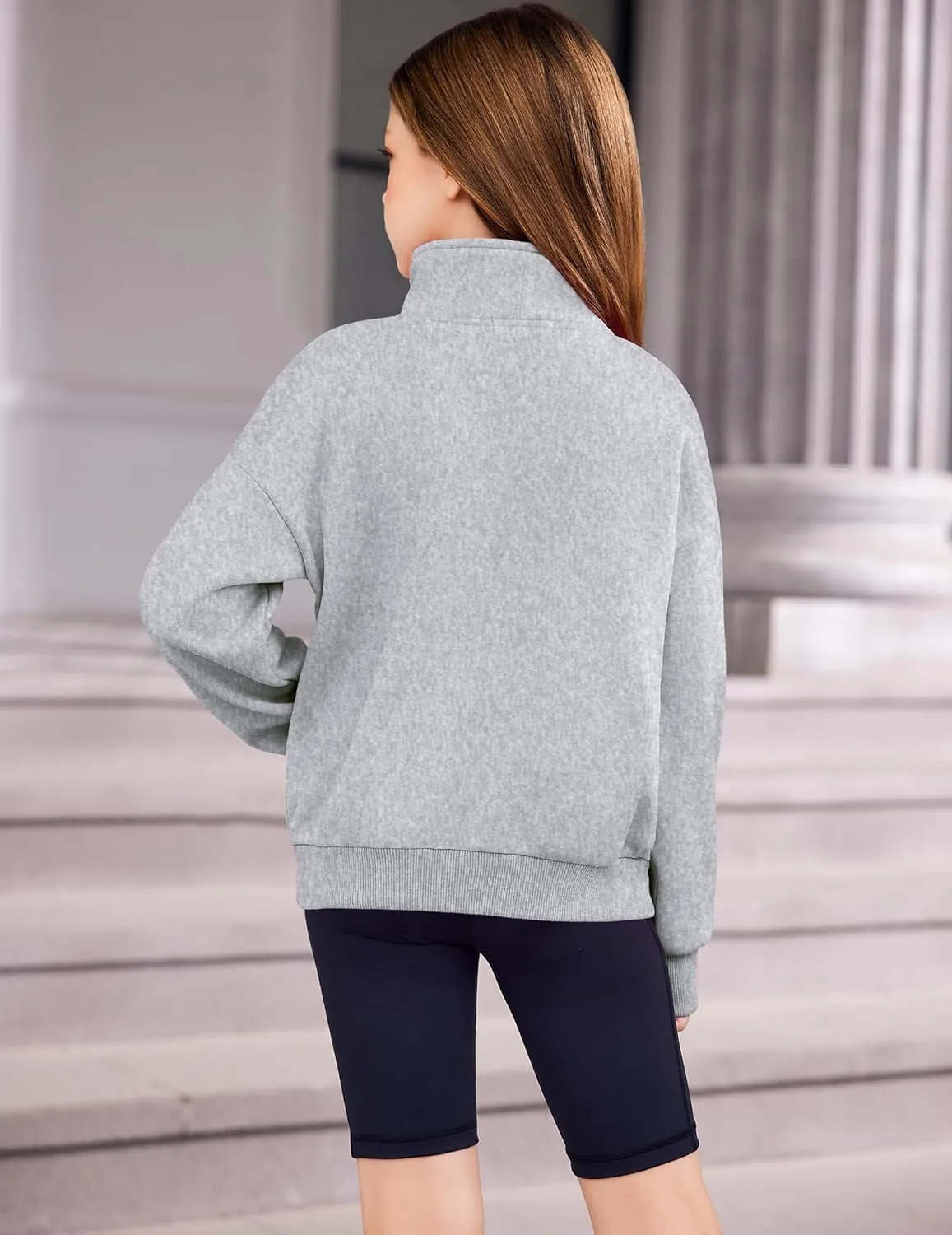 Arshiner Girls Half Zip Sweatshirt Fleece Quarter Zip Pullover Sweatshirts