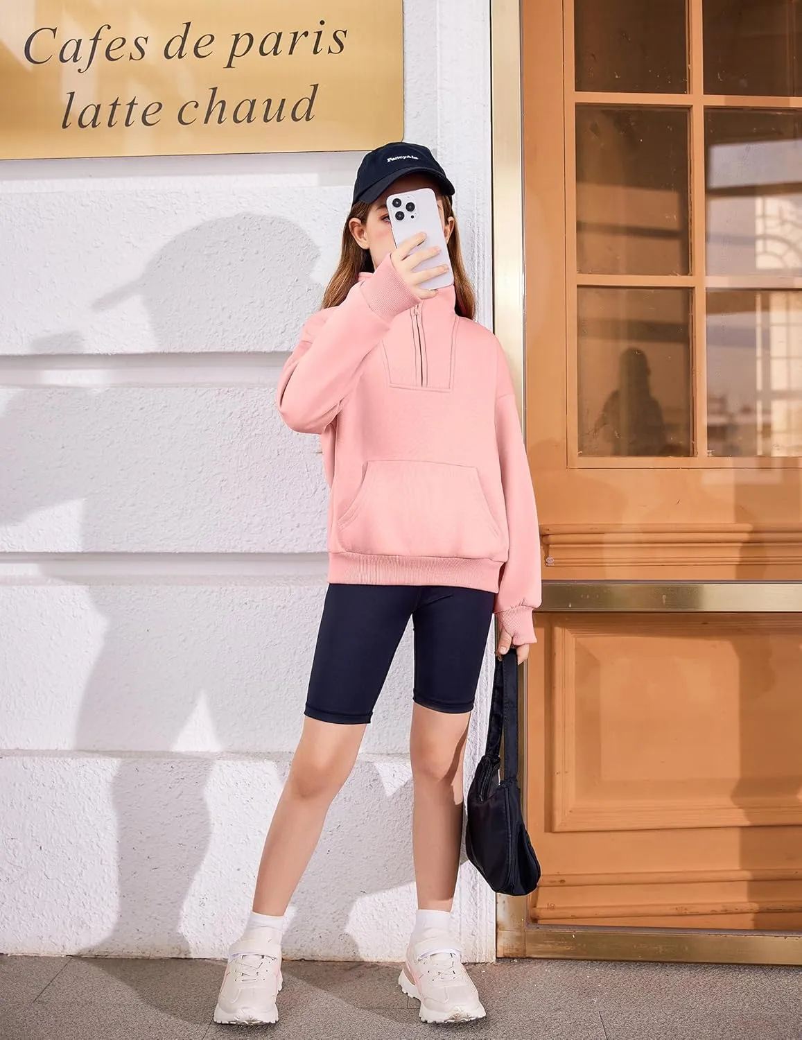 Arshiner Girls Half Zip Sweatshirt Fleece Quarter Zip Pullover Sweatshirts
