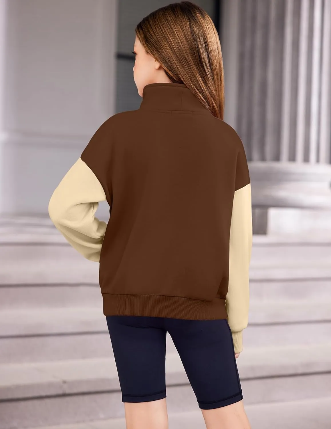 Arshiner Girls Half Zip Sweatshirt Fleece Quarter Zip Pullover Sweatshirts
