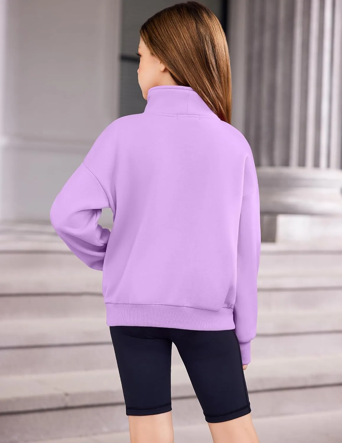 Arshiner Girls Half Zip Sweatshirt Fleece Quarter Zip Pullover Sweatshirts