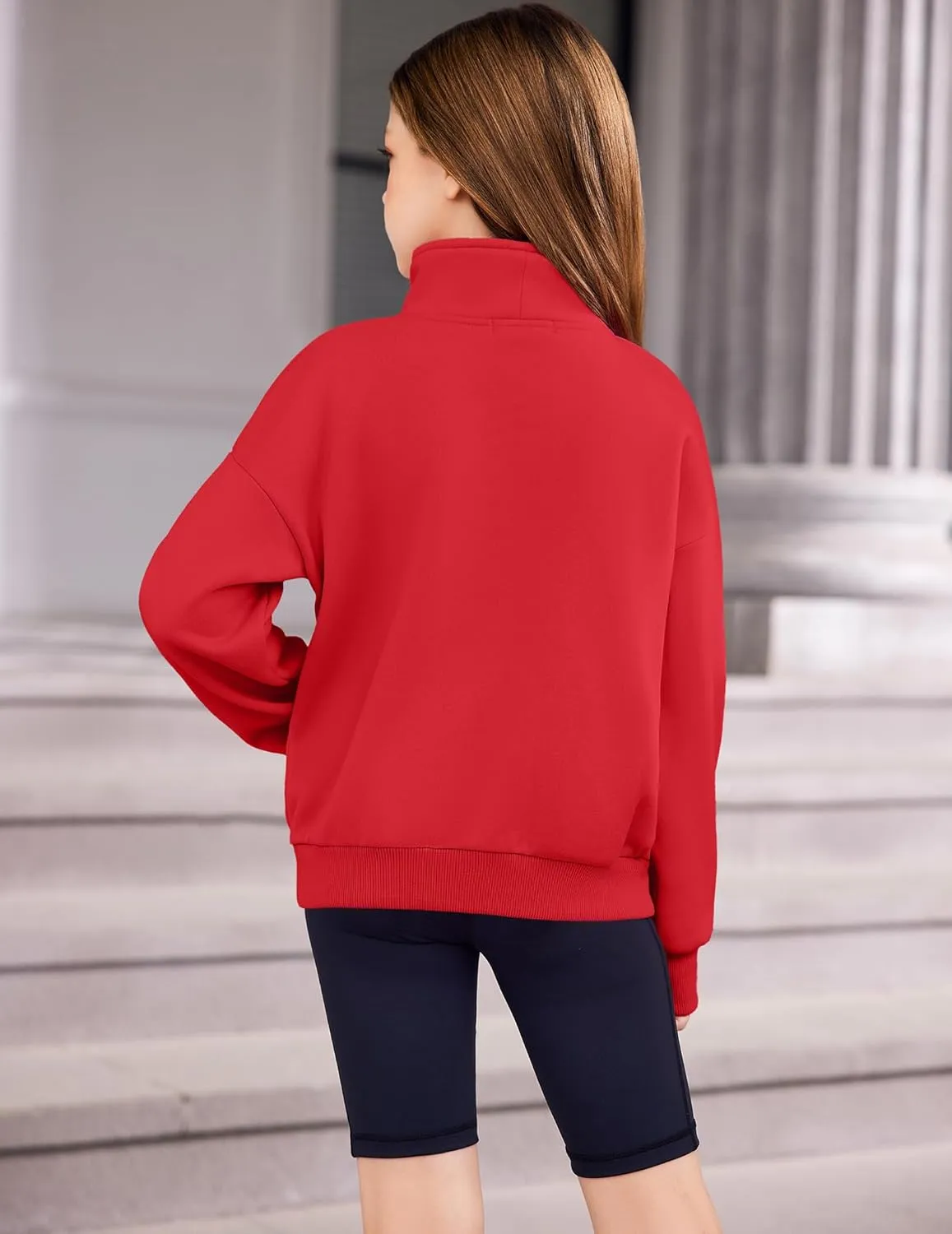 Arshiner Girls Half Zip Sweatshirt Fleece Quarter Zip Pullover Sweatshirts