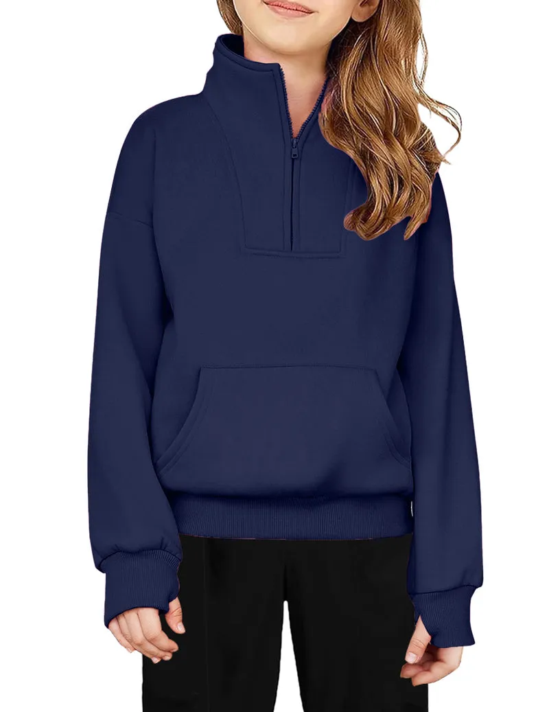 Arshiner Girls Half Zip Sweatshirt Fleece Quarter Zip Pullover Sweatshirts