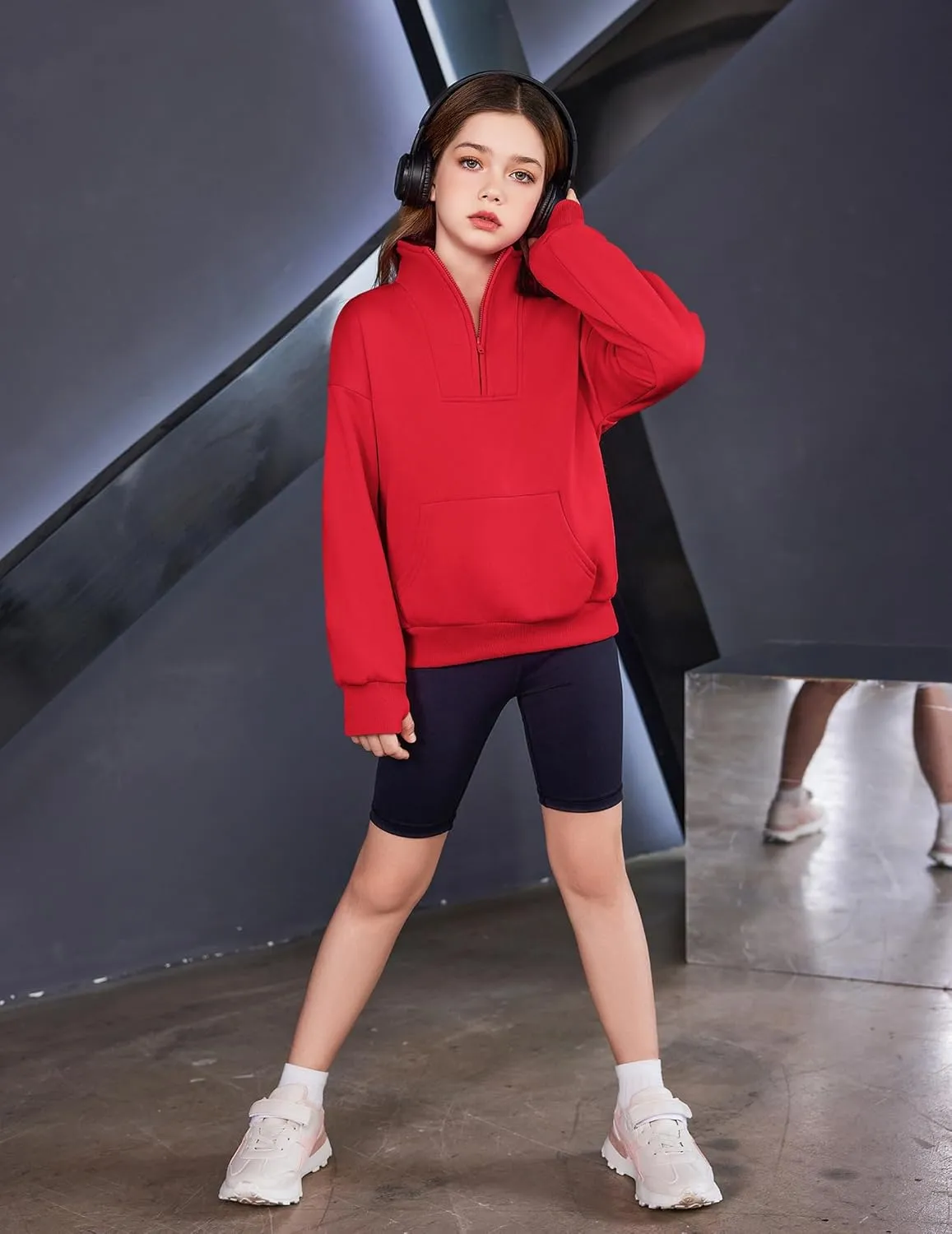 Arshiner Girls Half Zip Sweatshirt Fleece Quarter Zip Pullover Sweatshirts