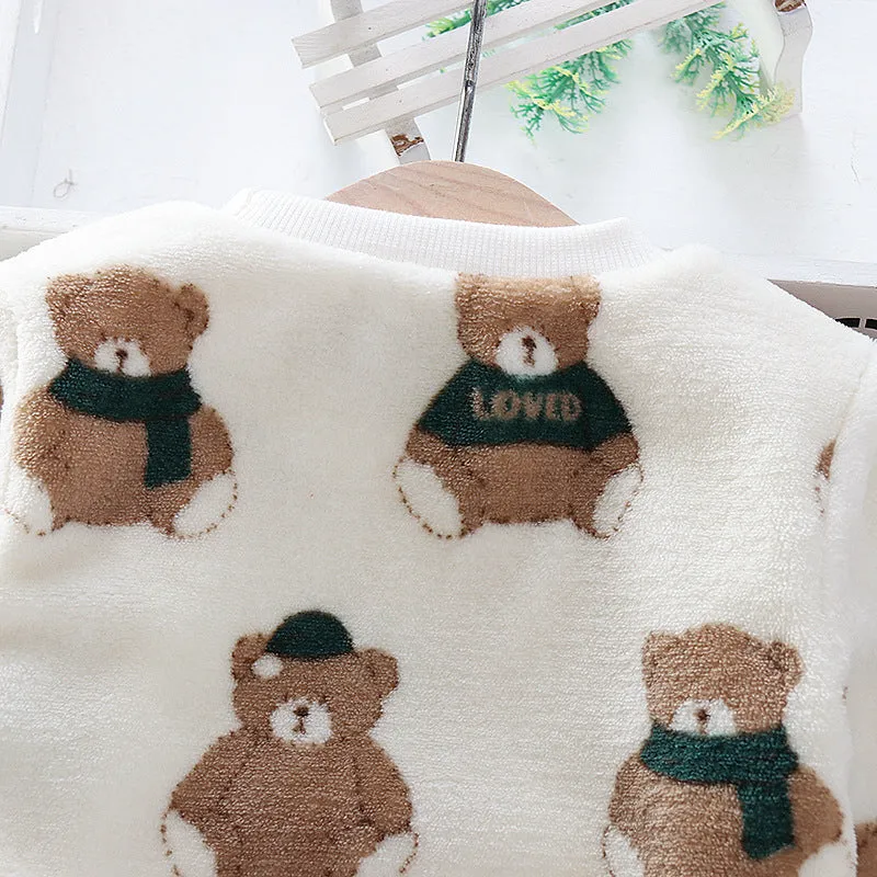 Babymoon Set of 2 | Baby Sleepwear Nightsuit Kid’s Nightdress T-shirt with Pants Pajamas Winter Sweater | White