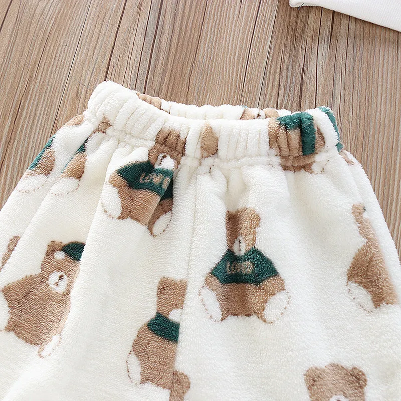 Babymoon Set of 2 | Baby Sleepwear Nightsuit Kid’s Nightdress T-shirt with Pants Pajamas Winter Sweater | White