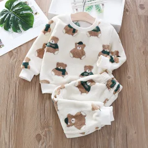 Babymoon Set of 2 | Baby Sleepwear Nightsuit Kid’s Nightdress T-shirt with Pants Pajamas Winter Sweater | White