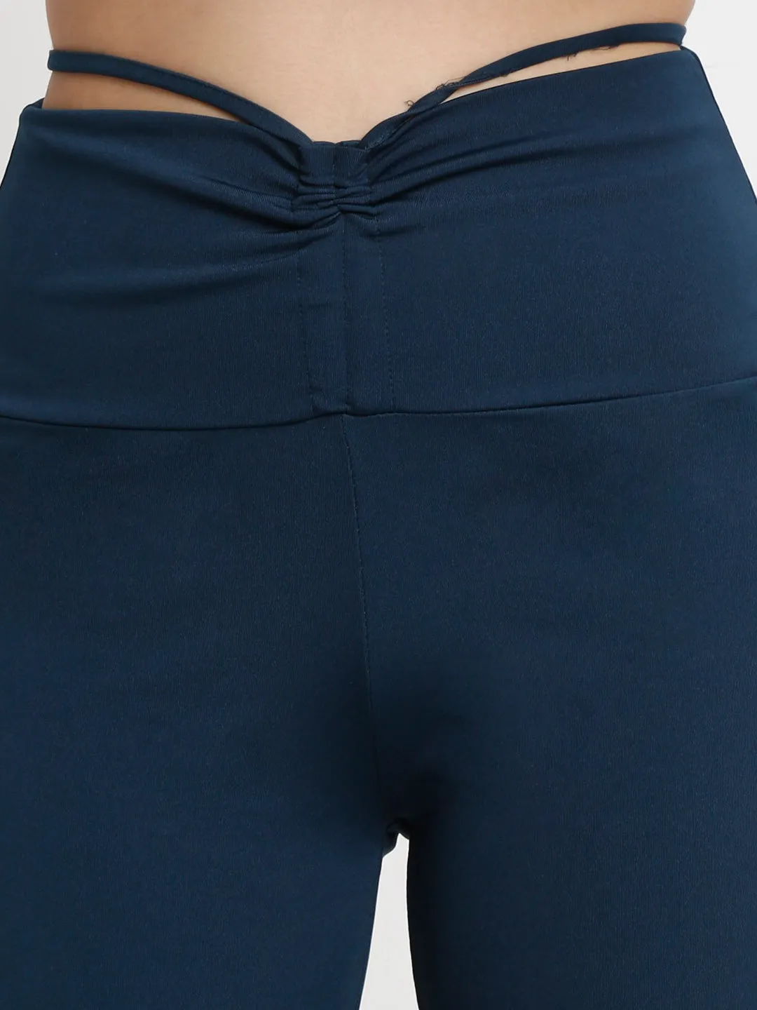 Blue high waist tie up flared trouser