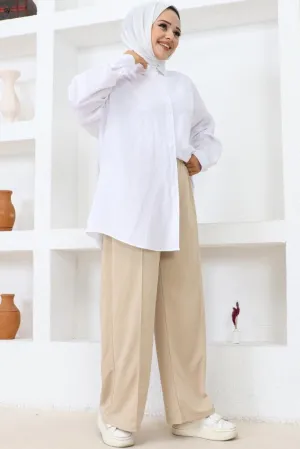 BNG Women  Elastic Waist Comfortable Loose Fit Baggy Pants Beige - Clermont