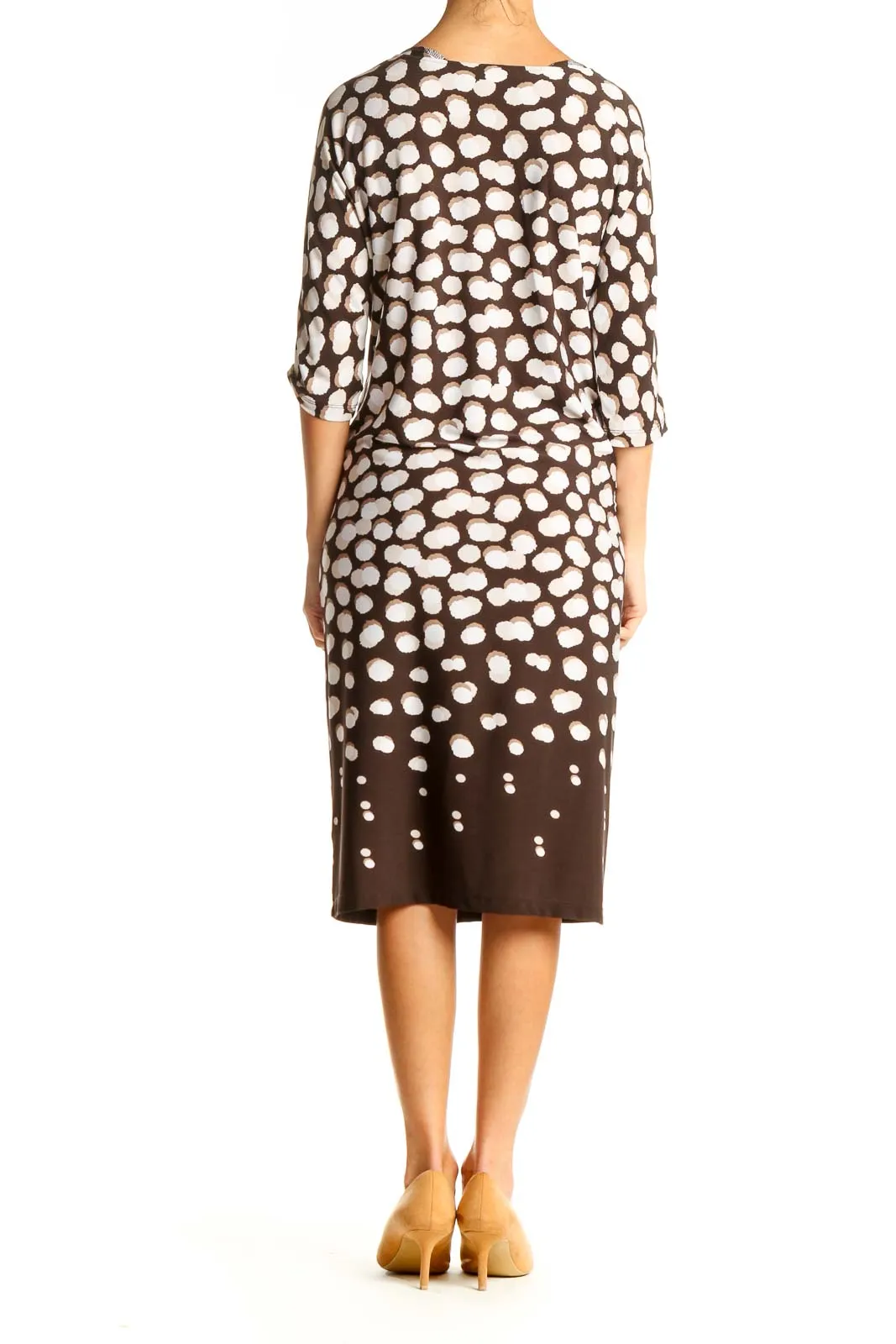 Brown Printed Classic Sheath Dress