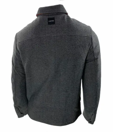 Calvin Klein Men's Herringbone Full Zip Jacket Charcoal Size Medium
