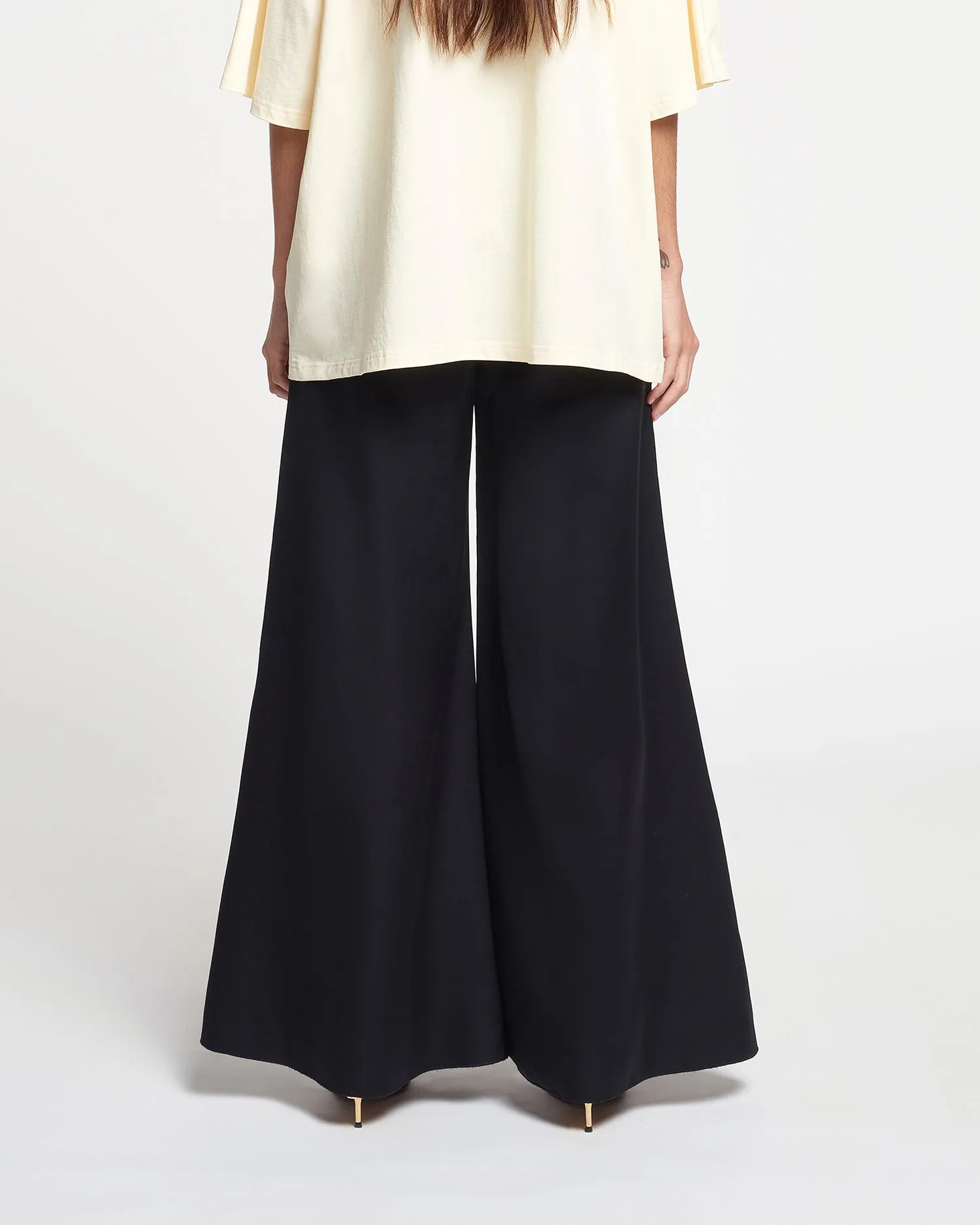 Charis - Fluted Tech-Satin Pants - Black
