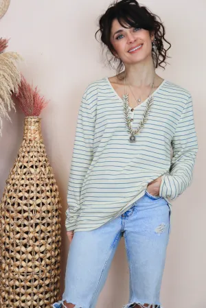 Cotton striped long sleeve tee
