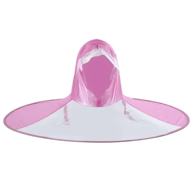 Creative Transparent Raincoat Umbrella Headwear Outdoor Kids Adult Hooded Rain Coat Round Gear Cover Size S/M/L