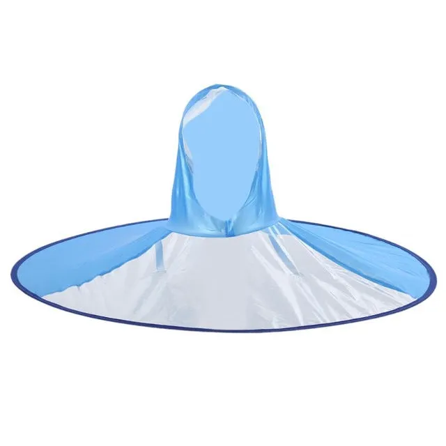 Creative Transparent Raincoat Umbrella Headwear Outdoor Kids Adult Hooded Rain Coat Round Gear Cover Size S/M/L