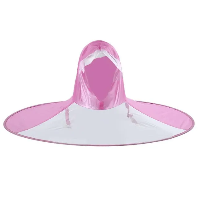 Creative Transparent Raincoat Umbrella Headwear Outdoor Kids Adult Hooded Rain Coat Round Gear Cover Size S/M/L