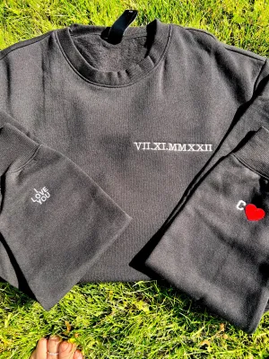 Custom Roman Numeral Sweatshirt, Anniversary Date Sweatshirt, Est Year Personalized Hoodie, Roman Numeral, Couples sweatshirts