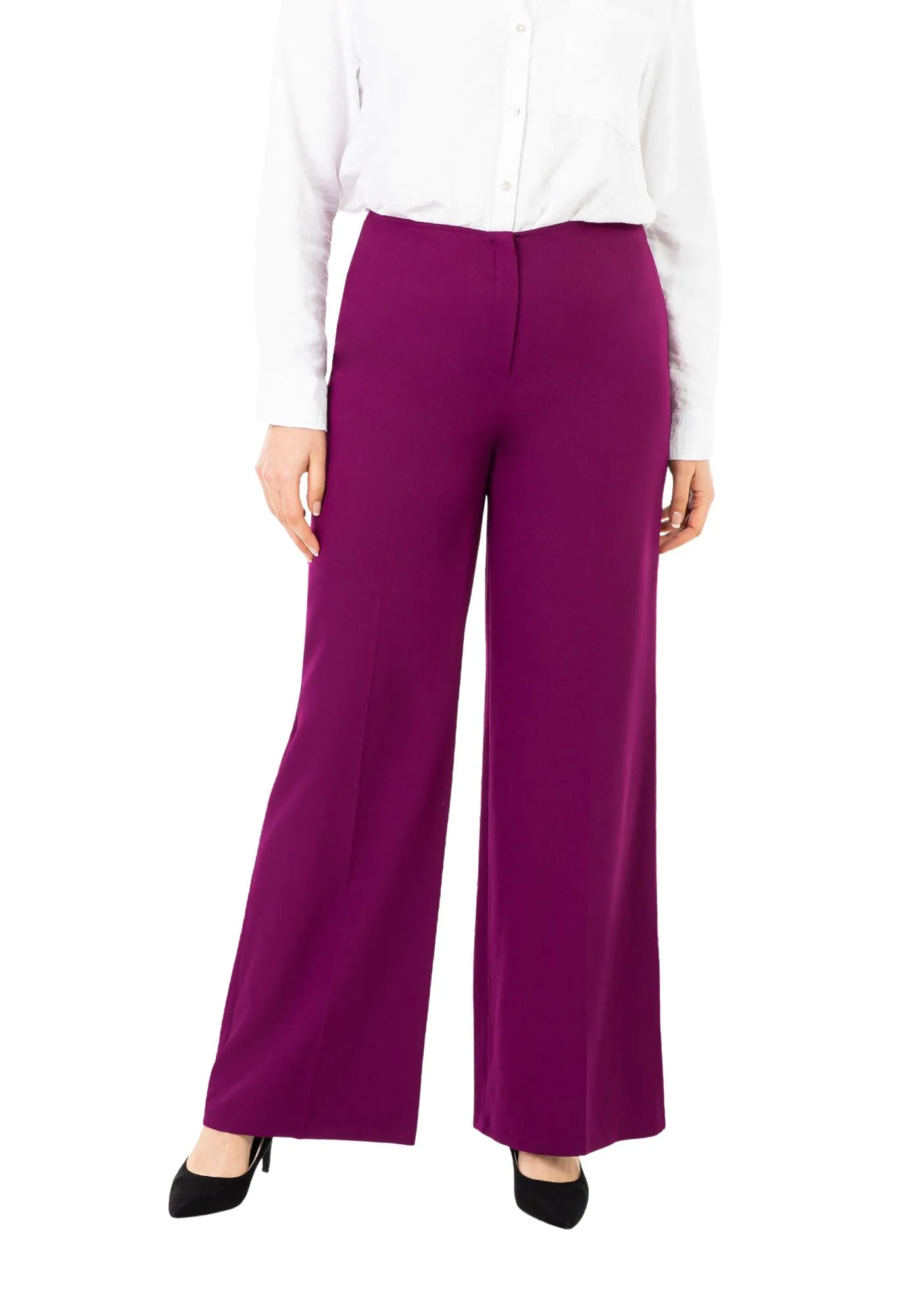 Damson Wide Leg Pants - Regular & Plus Size Flare Trousers