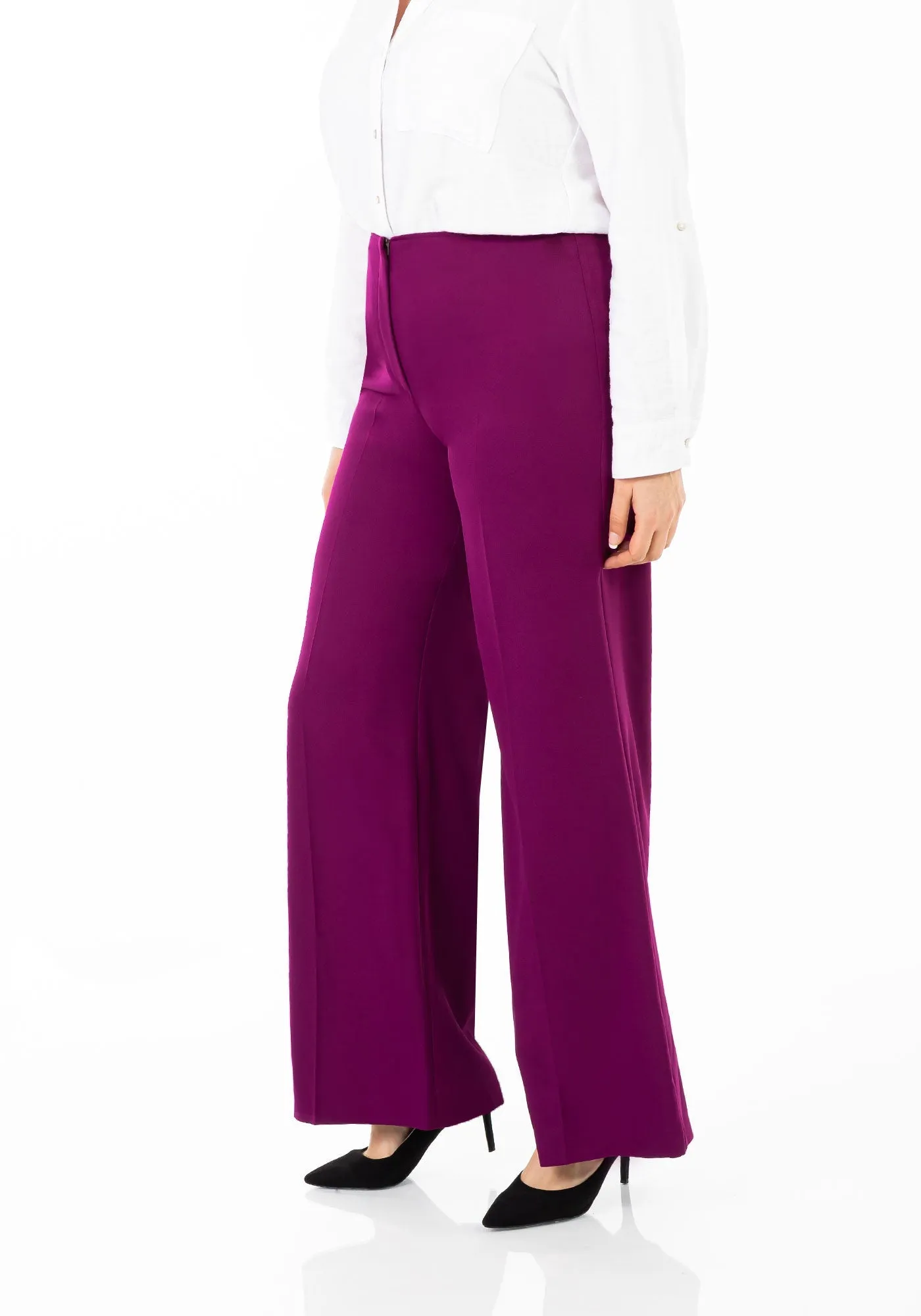 Damson Wide Leg Pants - Regular & Plus Size Flare Trousers