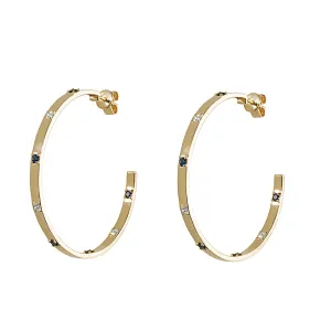 Diamond & Blue Sapphire Ribbon Hoop Earrings