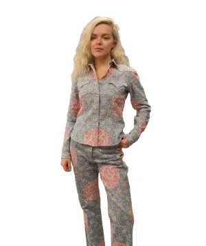 Dior Flowers Shit & Pants Set Blue Pink DXBS1858