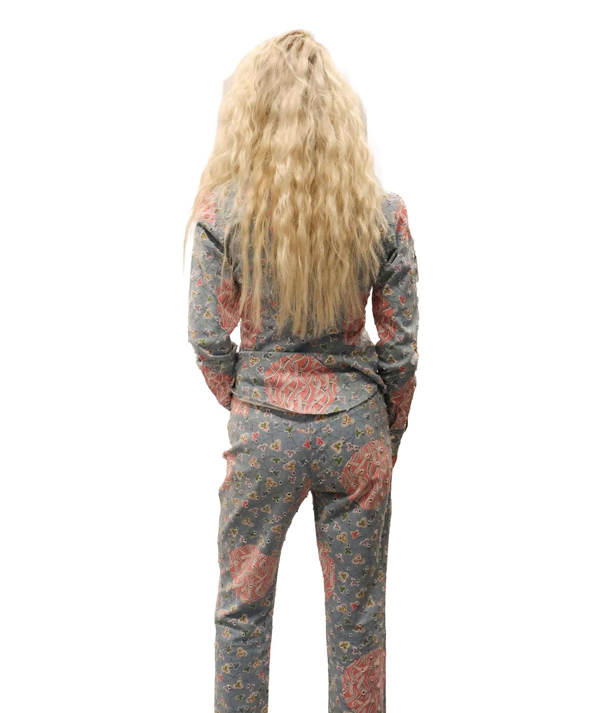 Dior Flowers Shit & Pants Set Blue Pink DXBS1858