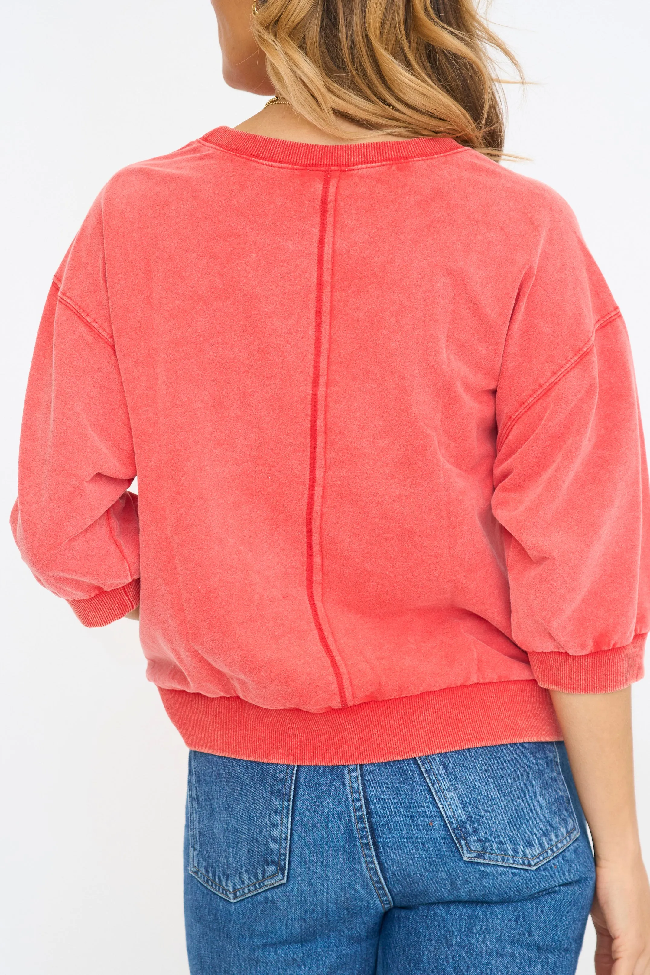 Dolman 3/4 Sleeve Sweatshirt Top