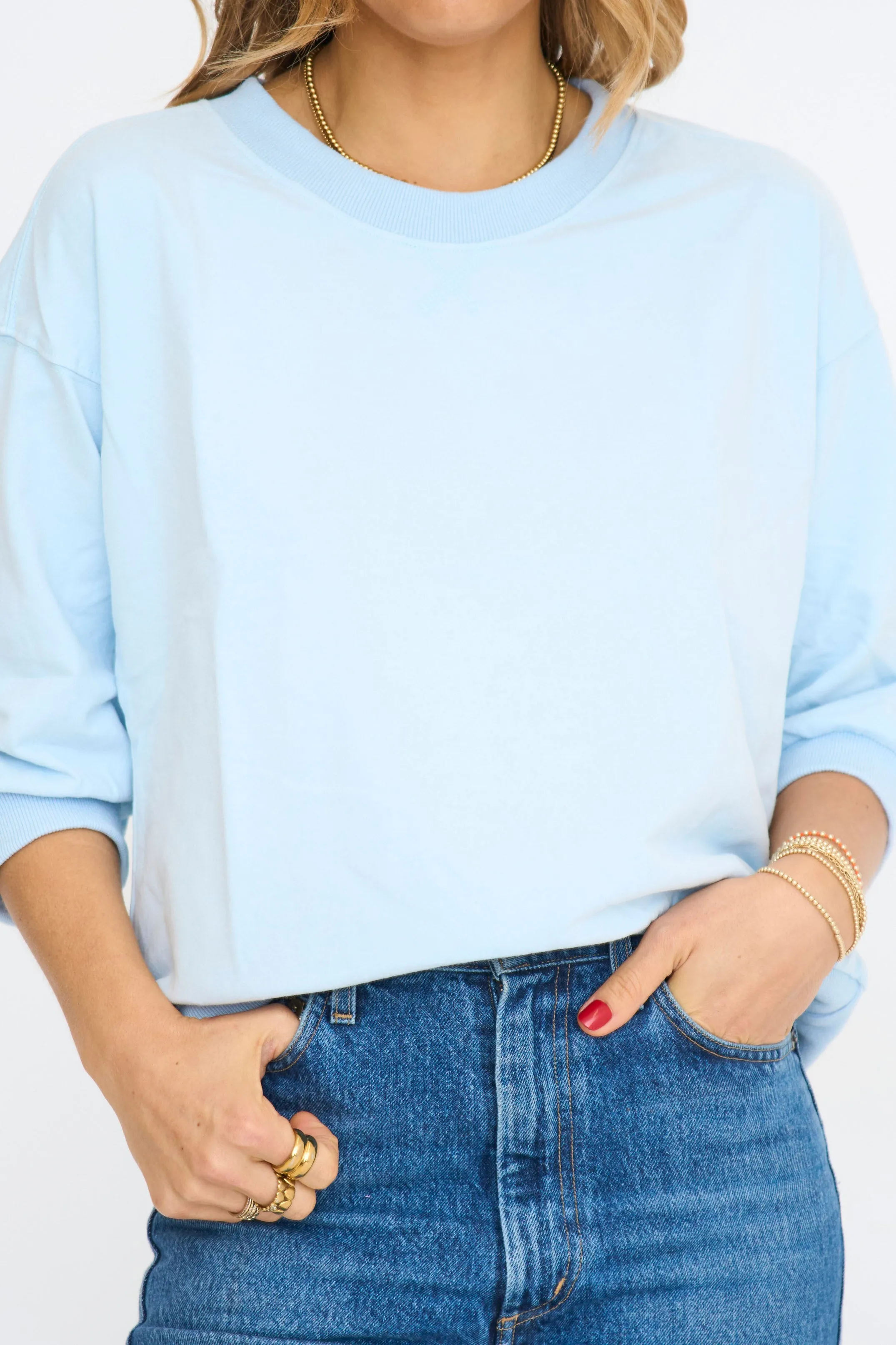Dolman 3/4 Sleeve Sweatshirt Top