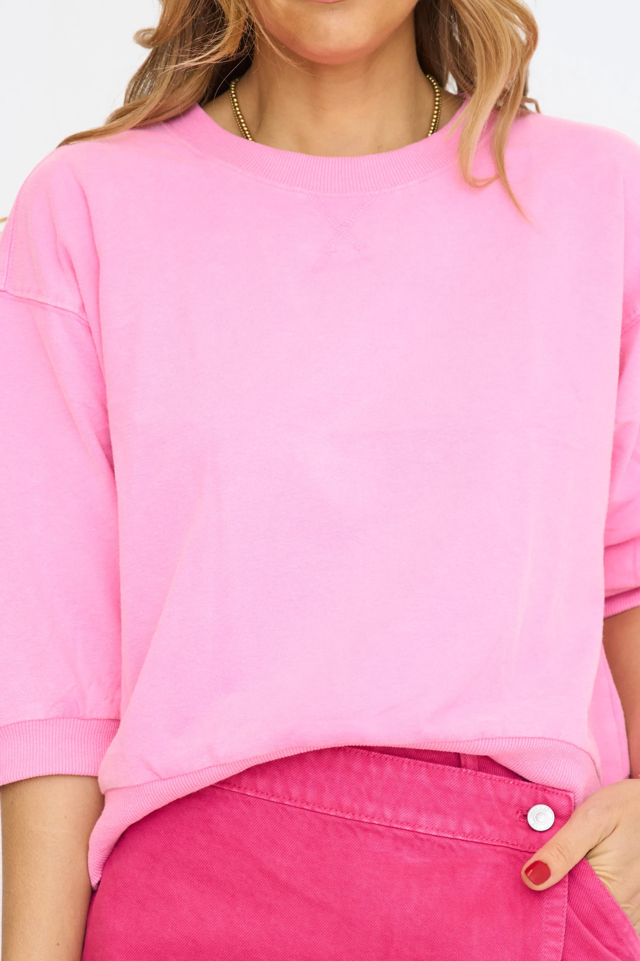 Dolman 3/4 Sleeve Sweatshirt Top