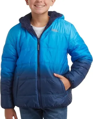 Eddie Bauer Boys' Reversible Jacket - Waterproof Lightweight Fleece Lined Hooded Puffer Coat - L 14/16